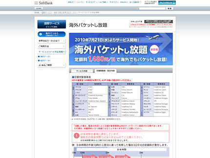 ソフトバンク :: 海外パケットし放題