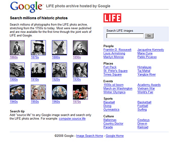 LIFE photo archive hosted by Google