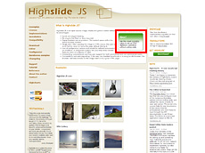 トップページにアクセスし赤枠の中にある Highslide Editor のリンクをクリック