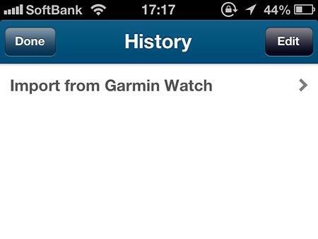 Import from Garmin Watchをタップ