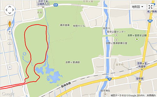 吉野ヶ里遺跡もコースに含まれている(1.5kmほど)
