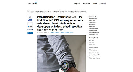 » Introducing the ForerunnerR 225 ? the first GarminR GPS running watch with wrist-based heart rate from Mio, developers of industry-leading optical heart rate technology ≫ Garmin Blog
