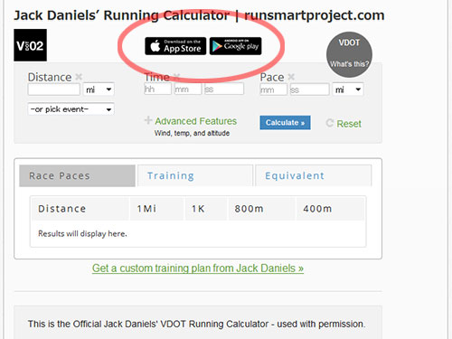 Jack Daniels’ Running Calculator