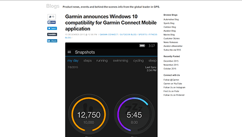 Garmin announces Windows 10 compatibility for Garmin Connect Mobile application » Garmin Blog 