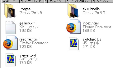 フォルダ内のファイル構成