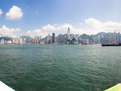 香港島側を Photomerge （パノラマ合成）