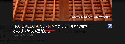 キャプション文中に改行タグが表示されてしまった(--;)