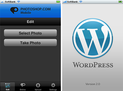 iPhoneアプリ:PHOTOSHOP.COM MobileとWordPress2を入れてみました