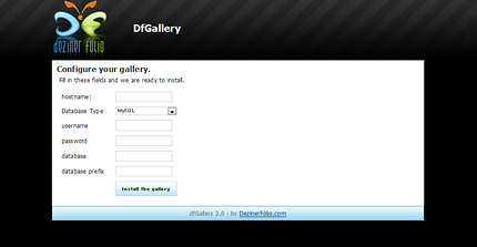 DfGallery 2.0 インストール画面