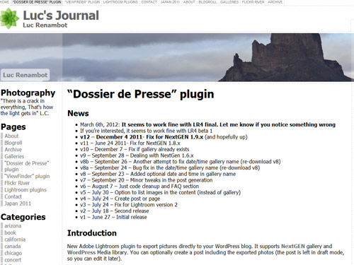 Adobe Lightroomプラグイン 「Dossier de Presse」