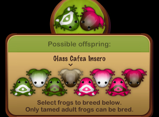 iPhoneアプリ: Pocket Frogs、当方では透明ガエルのglassはこの組み合わせで誕生