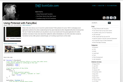Using Pinterest with FancyBox | ScottGale.com