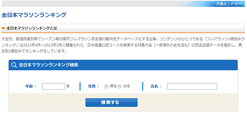 RUNNET - 「全日本マラソンランキング」