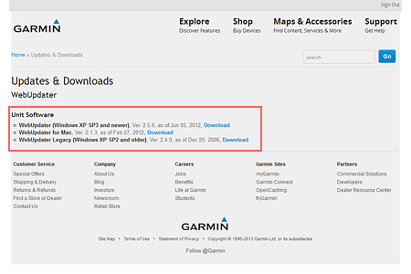 Garmin: WebUpdater Software Update Collection