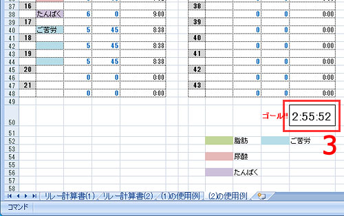 すべて入力し終えるとゴールタイムが算出されます