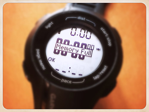 Garmin FR 210でHistoryがひとつもセーブされていないのにMemory Fullと表示される場合