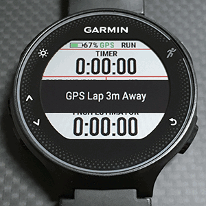 GPS Lapが設定されている状態でアプリに戻ると設定済みの表示が出る
