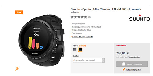 Suunto Spartan Ultra Titanium HR Multifunktionsuhr schwarz im Online Shop von SportScheck kaufen 