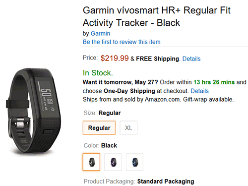 このIn Stockはホントですか？まだ5/26なんですけど、、、Garmin vívosmart HR+