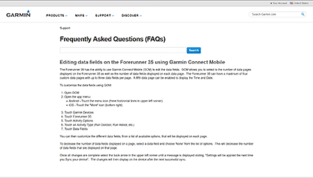 Garmin FAQs - Editing data fields on the Forerunner 35 using Garmin Connect Mobile