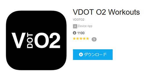 VDOTが好きな方、Garmin connect IQでVDOT O2 Workoutsというアプリが配布されています